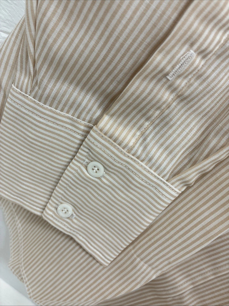 New Men’s Panhandle Slim Tan Stripe Long Sleeve Button Up Medium M-38