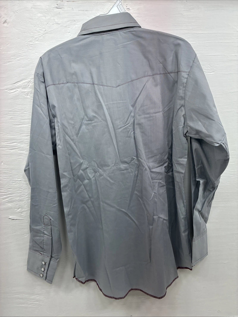 New Men’s Dee-Cee Gray Long Sleeve Pearl Snap 15.5 Medium O-24