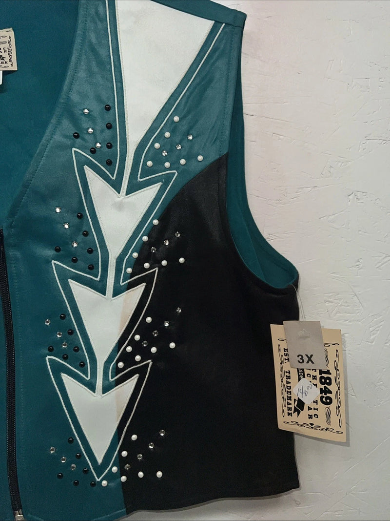 New Women’s 1849 Authentic Ranchwear Blue White Black Show Vest 3XL WW-36