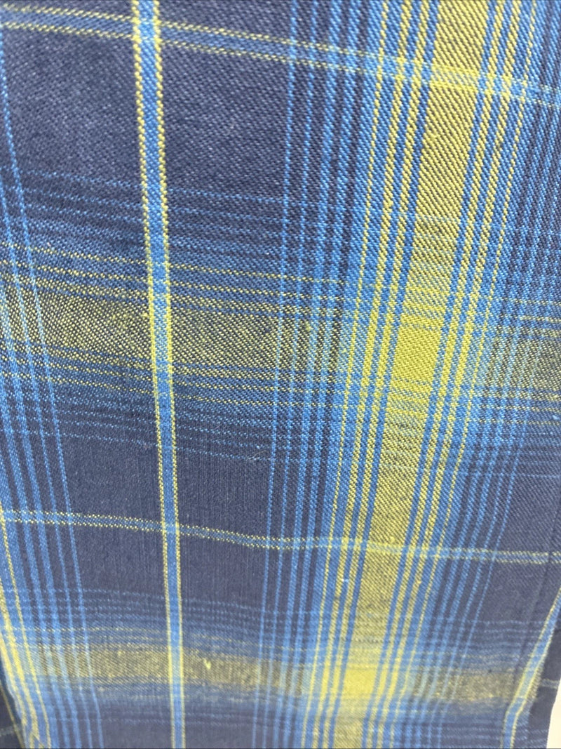 New Men’s Champion Westerns Blue Green Plaid Long Sleeve Pearl Snap Small R-22