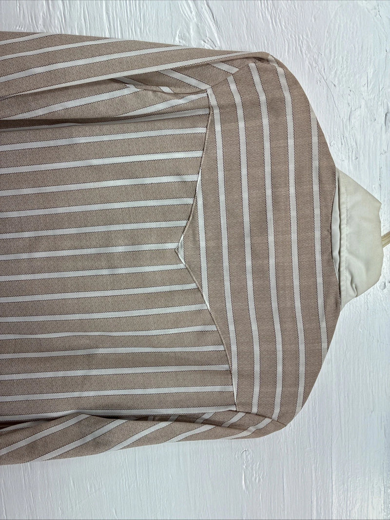 New Men’s Fenton Tan White Stripe Long Sleeve Button Up Small Q-17