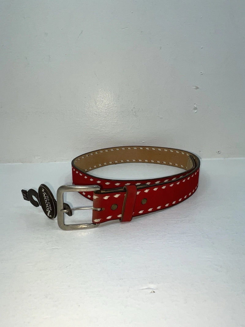 New Red Genuine Leather Nocona Stitched 32” Belt #7031 Z-35