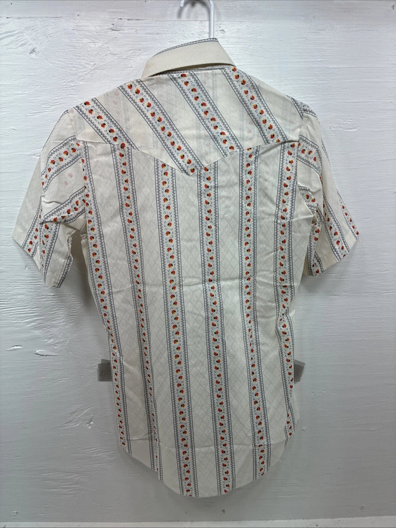 New Men’s Champion Western White Stripe Long Sleeve Pearl Snap 14.5 Small AA-95