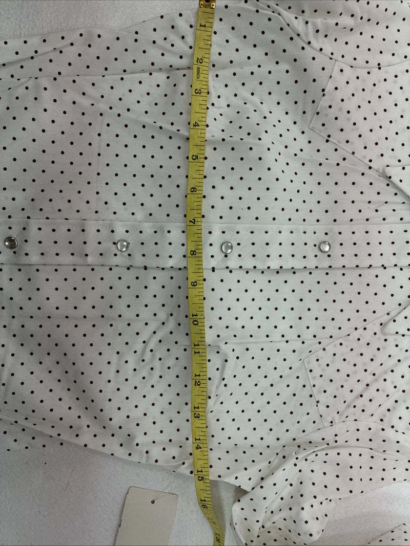 New Women’s Dickson Jenkins White Dottted Long Sleeve Pearl Snap Size 30 LL-92