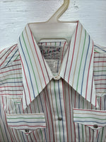 New Kids Rockmount Multicolor Stripe Long Sleeve Pearl Snap Size 32 CC-109