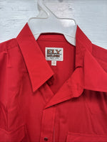 New Men’s ELY Cattleman Red Western Long Sleeve Pearl Snap 16.5 X 35 Large T-63