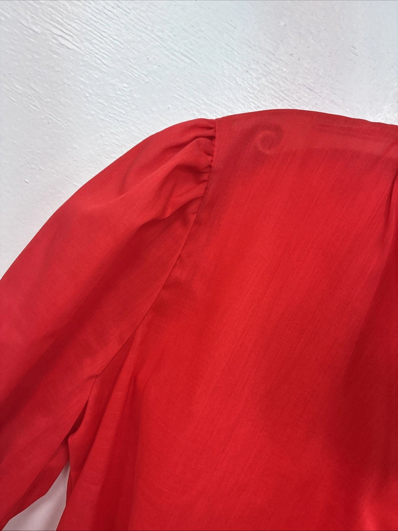 New Women’s H Bar C Red Long Sleeve Button up Size 34 MM-132