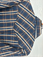 New Men’s ELY 1878 Blue Brown Plaid Long Sleeve Pearl Snap Medium J-89