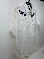New Men’s White Horse White Purple Long Sleeve Pearl Snap Large MM-34