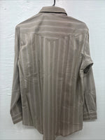 New Men’s H Bar C Brown Stripe long Sleeve Pearl Snap 15.5 Medium T-74