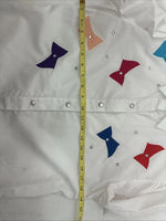New Women’s H Bar C White Deigned Long Sleeve Pearl Snap Size 10 KK-32