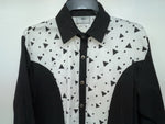 New Women’s Black White Cowboy Threads Long Sleeve Button Up Shirt M #790 3B-21