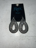 New Women’s Rock 47 Silver Hoop Oval Earrings. ER2649R47 A-68