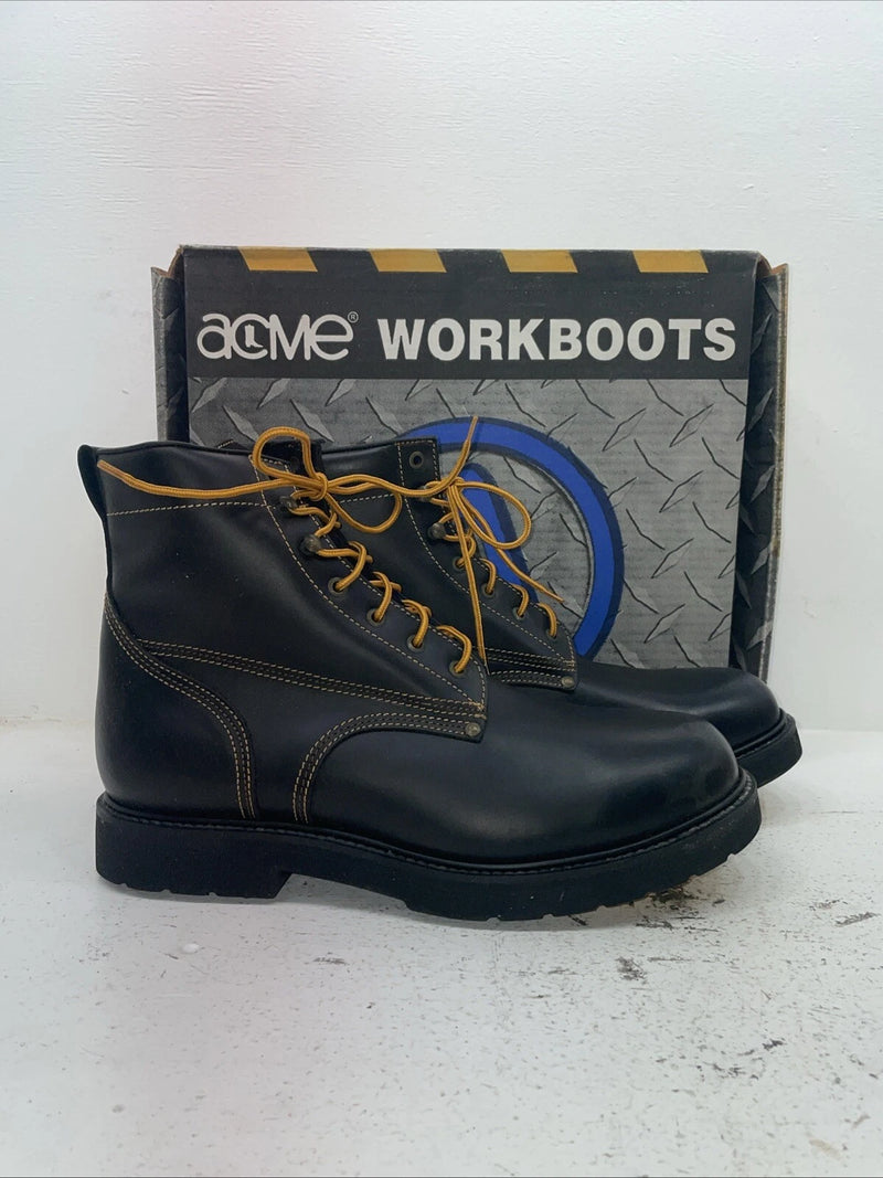 New Men’s Black Lace Up Acme Cowboy Boots. 9083 13 E W. 10-51