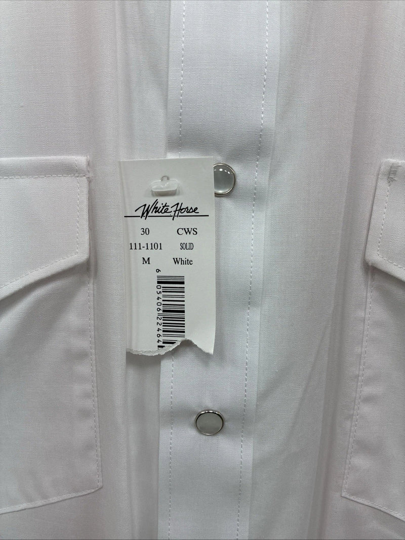 New men’s White Horse White Simple Long Sleeve Pearl Snap Medium K-33