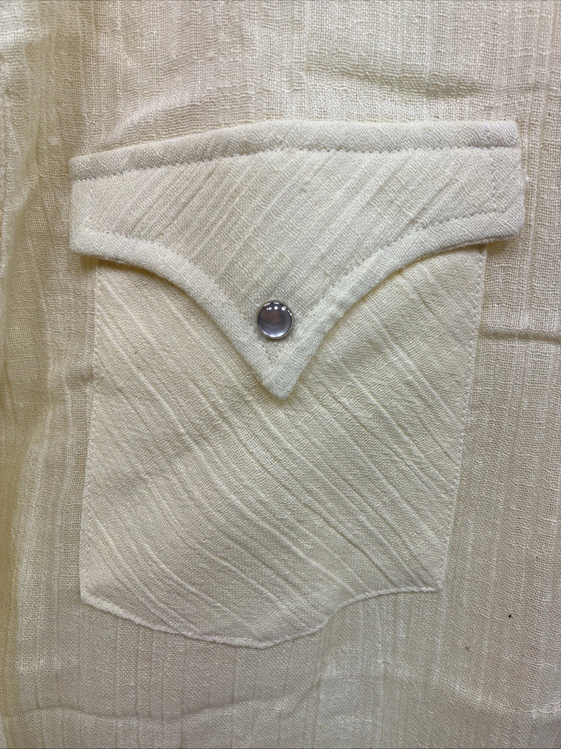 New Men’s Stockman Yellow Long Sleeve Pearl Snap 15 X 33 Medium AA-78