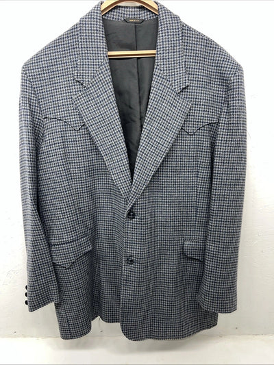New Men’s Pioneer Wear Blue Plaid Suit Jacket 48L #12504 AA-600