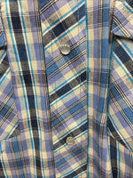 Me end Champion Westerns Purple Plaid Long Sleeve Pearl Snap 14.5 Small R-35
