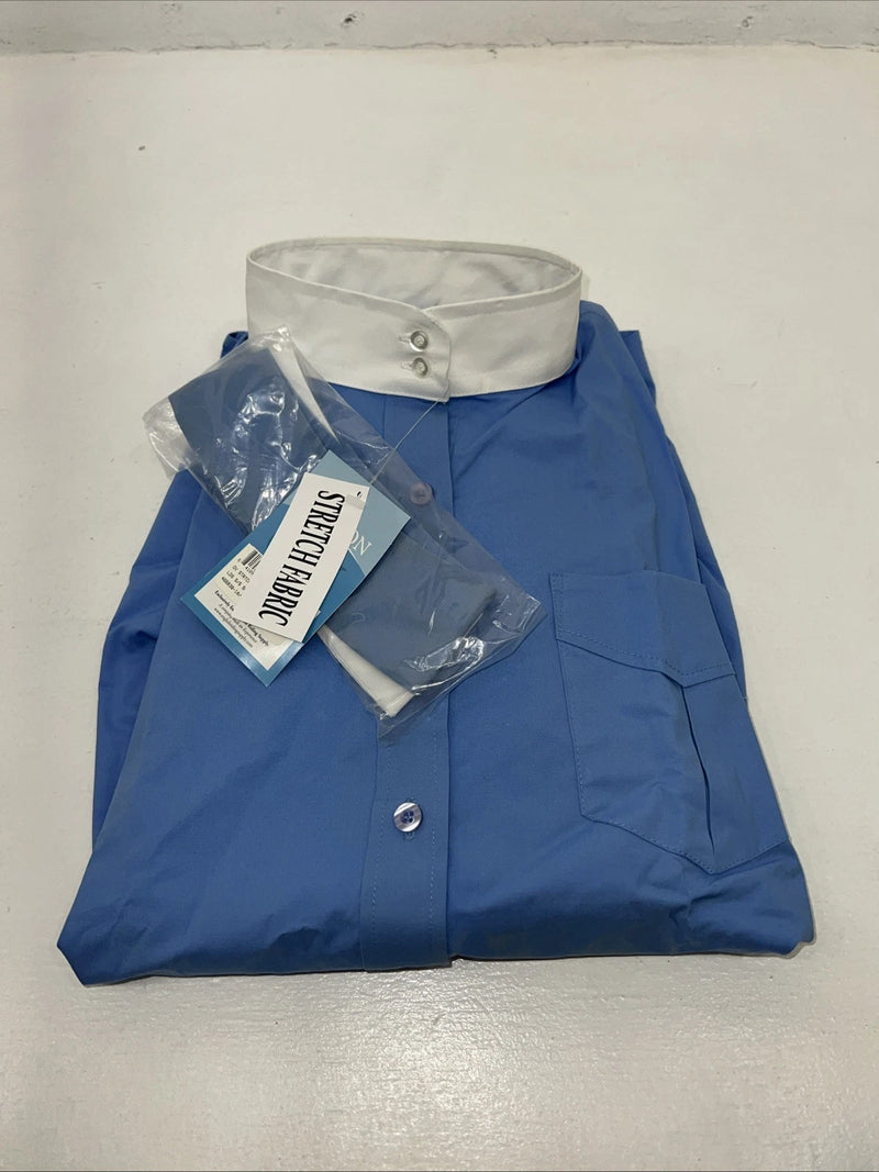 New Women’s Blue And White Ovation Short Sleeve English Shirt. 18 G-55