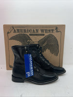 New Men’s Black Lace Up American West Cowboy Boots. 6991 9.5 9 1/2 E W. 6-101
