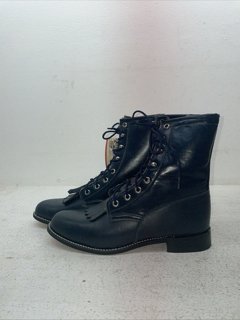 New Men’s Black Lace Up Texas Brand Cowboy Boots. 8850 8 E E. 1-128