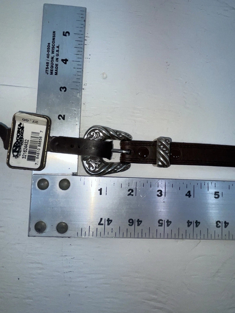 New Brown Genuine Leather Nocona Silver Pendent 32” Belt #3216244 Z-143