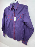 New Women’s White Horse Purple Red Long Sleeve Pearl Snap Small LL-72