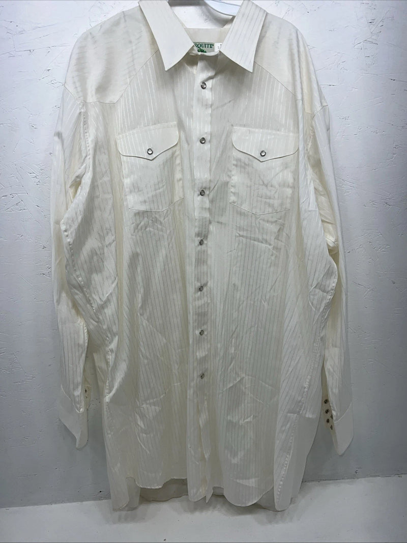 New Men’s White Mesquite Long Sleeve Pearl Snap Shirt. 15x37 Medium Long G-72