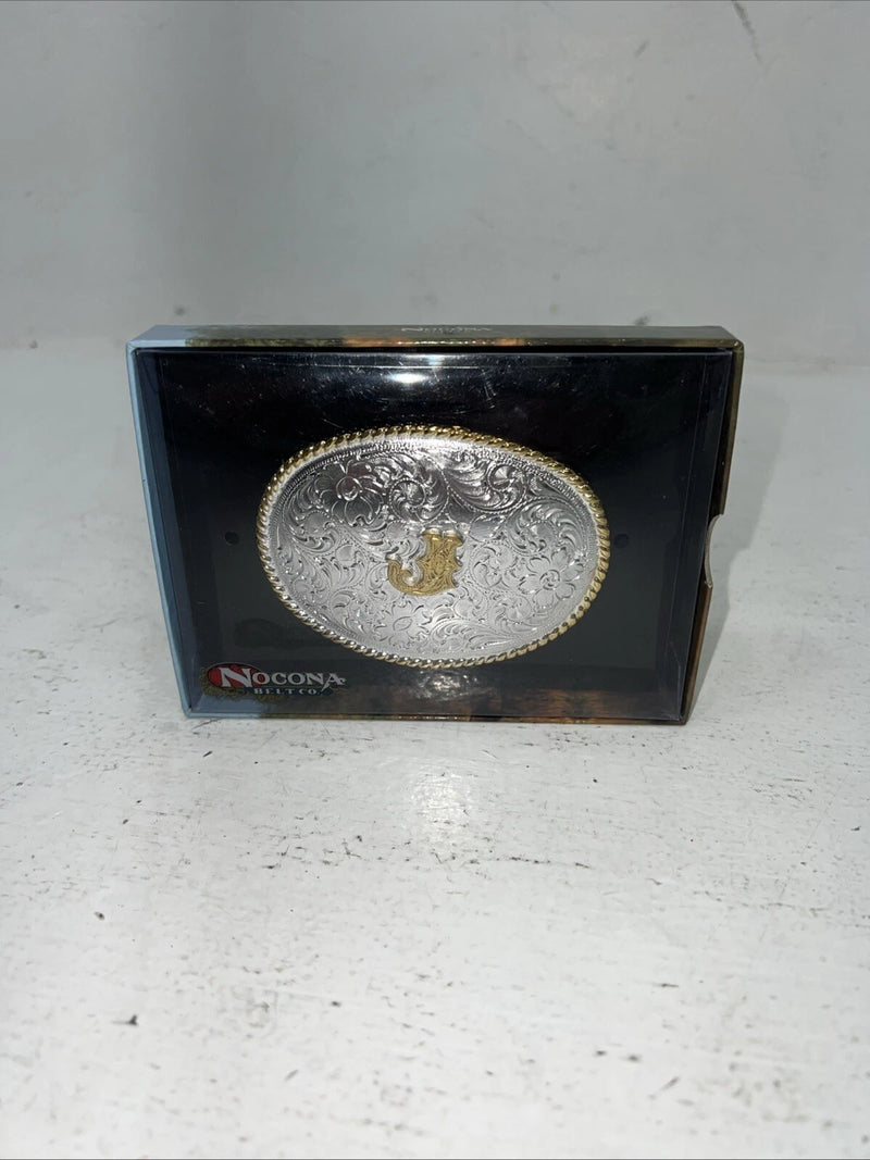 New Women’s Nocona Good Silver “J” Belt Buckle With Good Rim. A-115