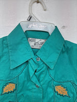 New Women’s Mine & Bills Blue Designed Long Sleeve Button Up Size Small YY-60
