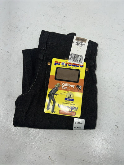 New Boys Black Wrangler Pro Rodeo Cowboy Cut Denim Jeans. 8/24 Regular C-23