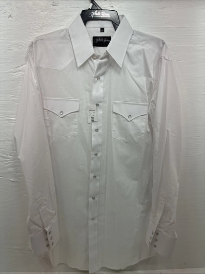 New Men’s White Horse White Long Sleeve Pearl Snap Large Tall AA-44