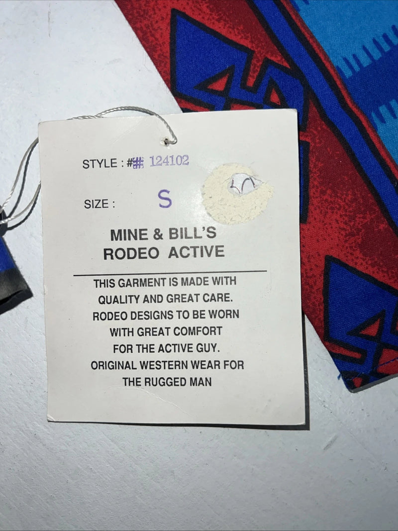New Men’s Rodeo Active Red And Blue Western Button Shirt. Small A-173