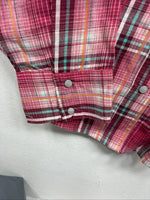 New Women’s Cumberland Pink Plaid Long Sleeve Pearl Snap Medium LL-1
