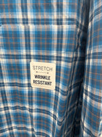 New Men’s ELY Cattleman Blue Plaid Long sleeve Button Up 2XL M-49 
