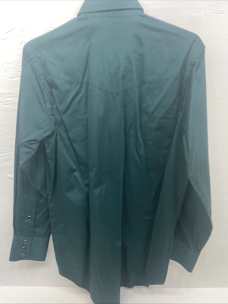 New Men’s Western Express Blue Green Long Sleeve Pearl Snap Medium B-104