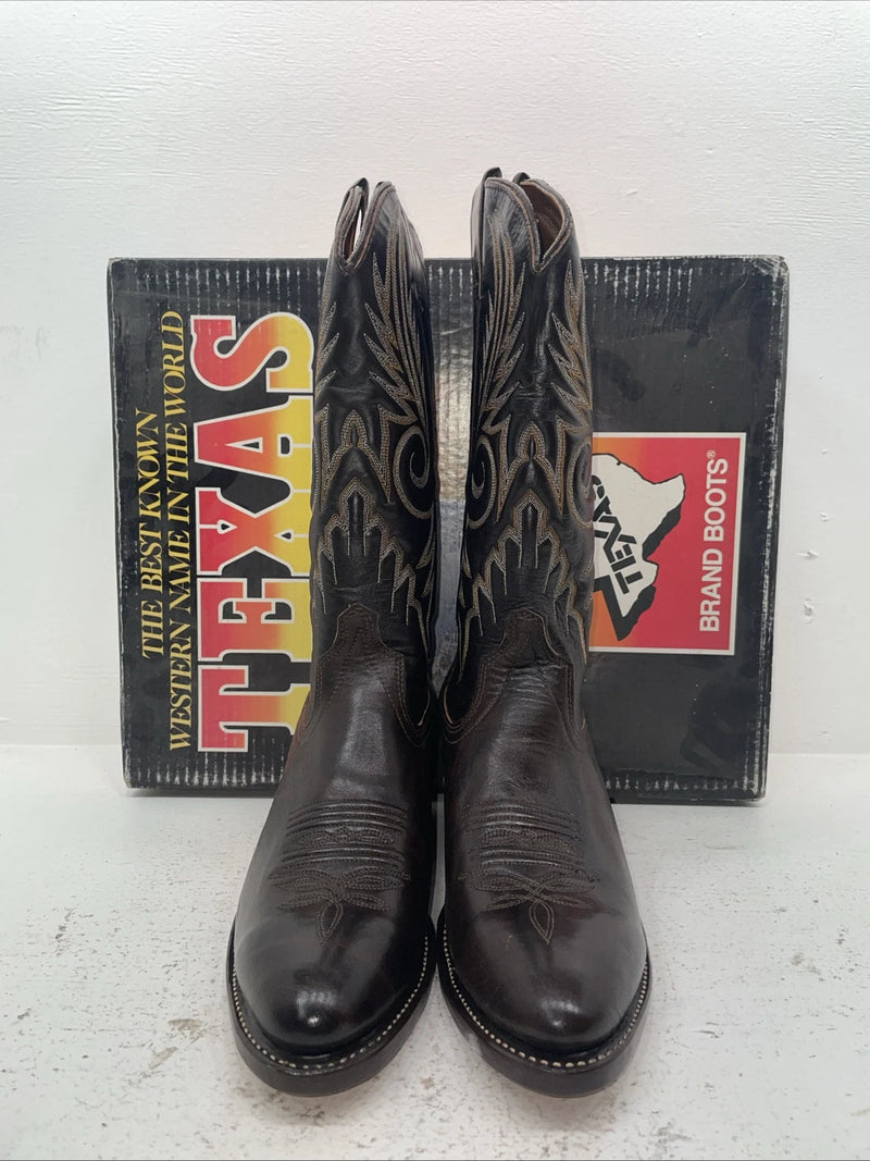 New Men’s Brown Texas Brand Cowboy Boots. 7901 10 D. 7-37