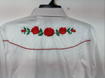 New Women’s Country Charmers White Rose Long Sleeve Pearl Snap XL II-62