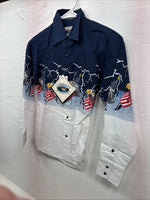 New Kids Cumberland Eagle Designed Long Sleeve Pearl Snap Medium CC-78