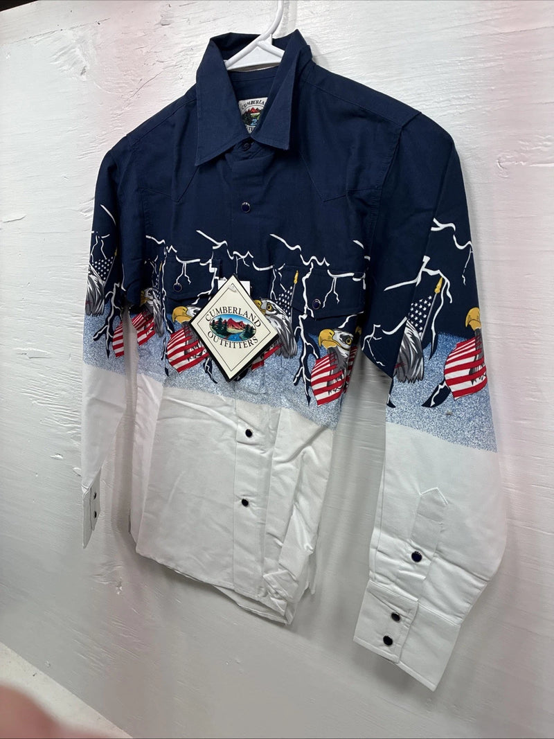 New Kids Cumberland Eagle Designed Long Sleeve Pearl Snap Medium CC-78