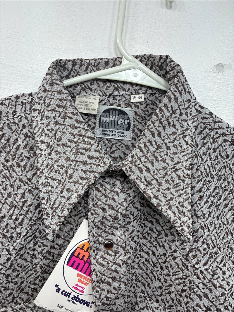 New Women’s Miller Brown Designed Long Sleeve Pearl Snap Size 15 KK-55