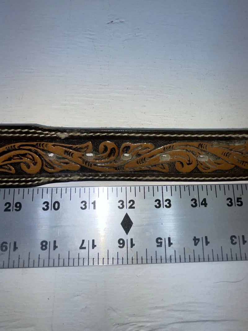 New Brown Genuine Leather Perkies Tooled 32” Belt #7512 NN-13 