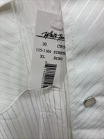 New Men’s White Horse White Stripe Design Long Sleeve Pearl Snap XL O-63