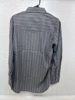 New Men’s ELY Cattleman Gray White Design Long Sleeve Pearl Snap 16 Large X-19