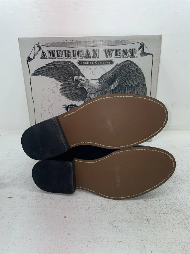 New Men’s Black Lace Up American West Cowboy Boots. 6991 9 E W. 3-60