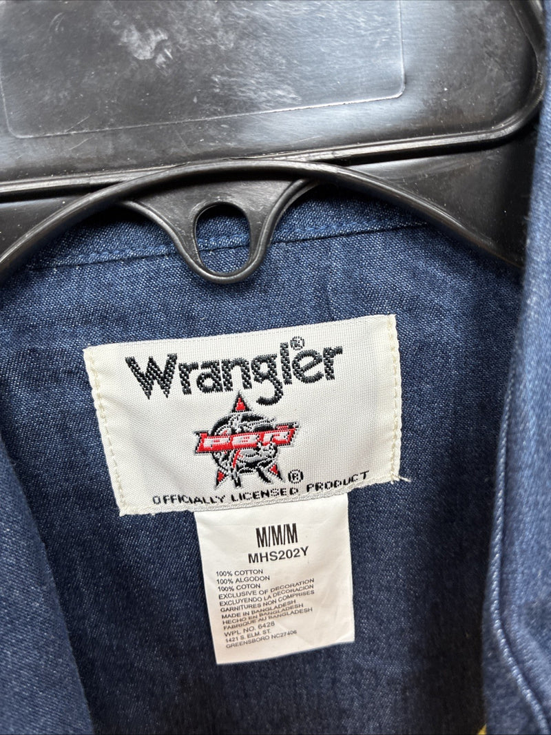 New Men’s Wrangler PBR Yellow Long Sleeve Button Up Medium K-44