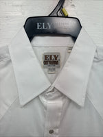 New Men’s ELY Cattleman White Long Sleeve Pearl Snap 16.5 X 34 Large V-116