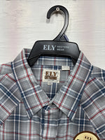 New Men’s ELY Cattleman Gray Multiple Flannel Long Sleeve Pearl Snap 2XL F-62
