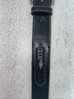 New Brown Genuine Leather Hired Hand Thread With Pendent 32” Belt #2620201 Z-20