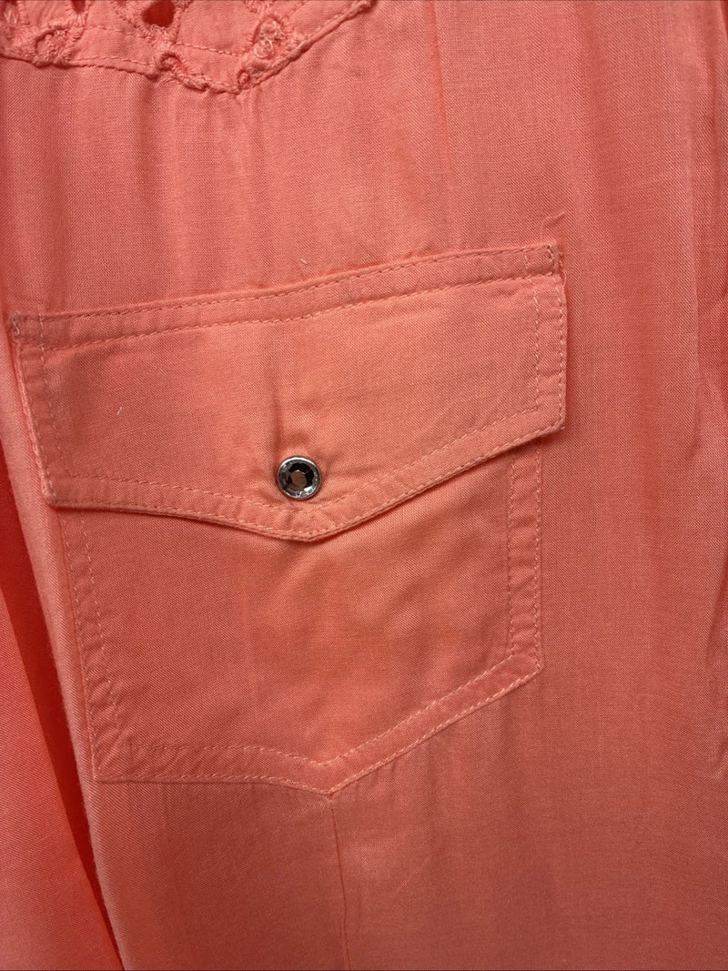 New Women’s Cumberland Pink Designed Long Sleeve Pearl Snap 2XL II-6